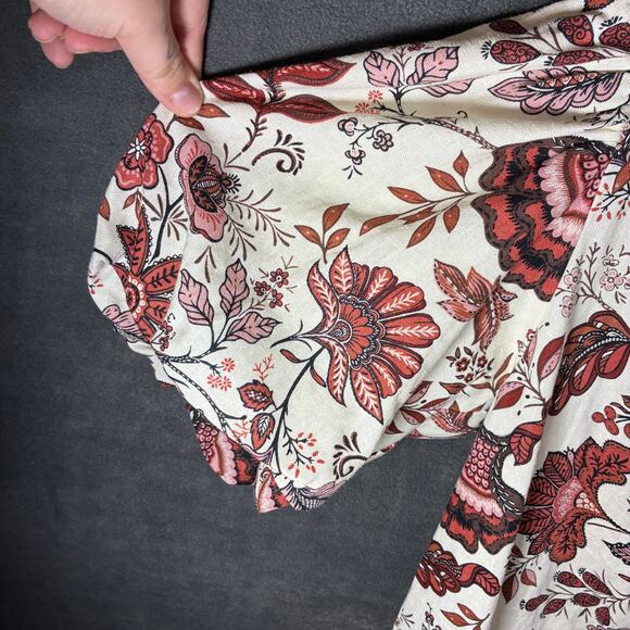 joie women linen top small floral coastal beachy vacation tropical button - Picture 4 of 6